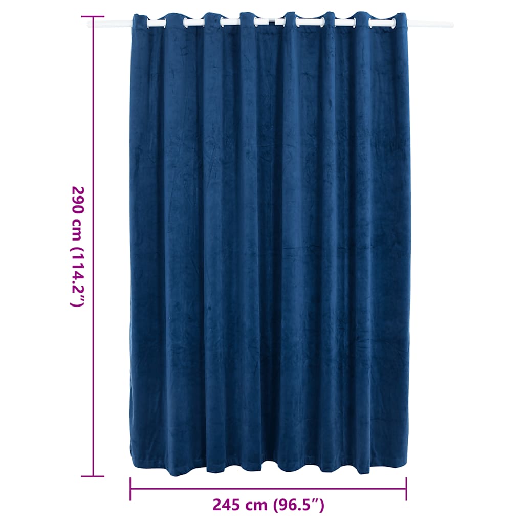 8719883721064_g_en_hd_5 vidaXL Blackout Curtain with Metal Rings Velvet Dark Blue 290x245 cm - Image 7