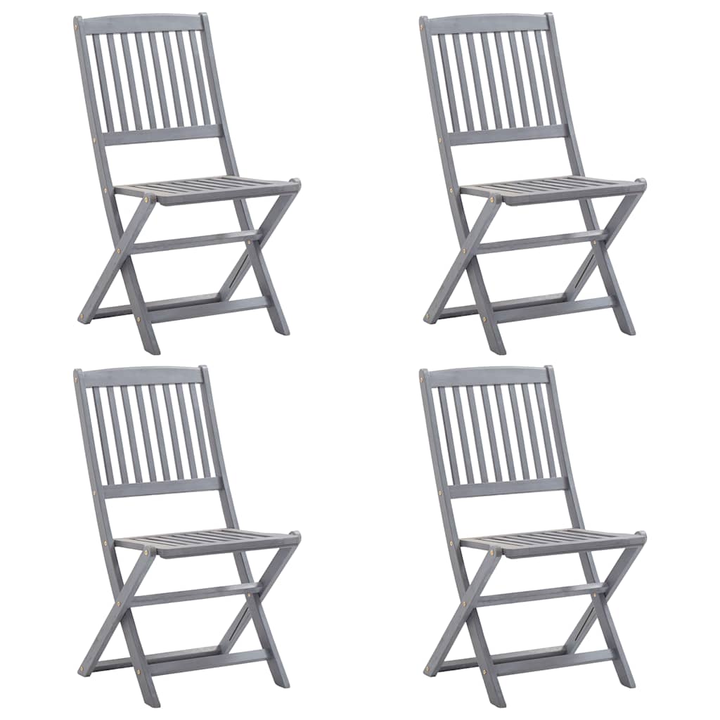 vidaXL Folding Outdoor Chairs 4 pcs Solid Acacia Wood