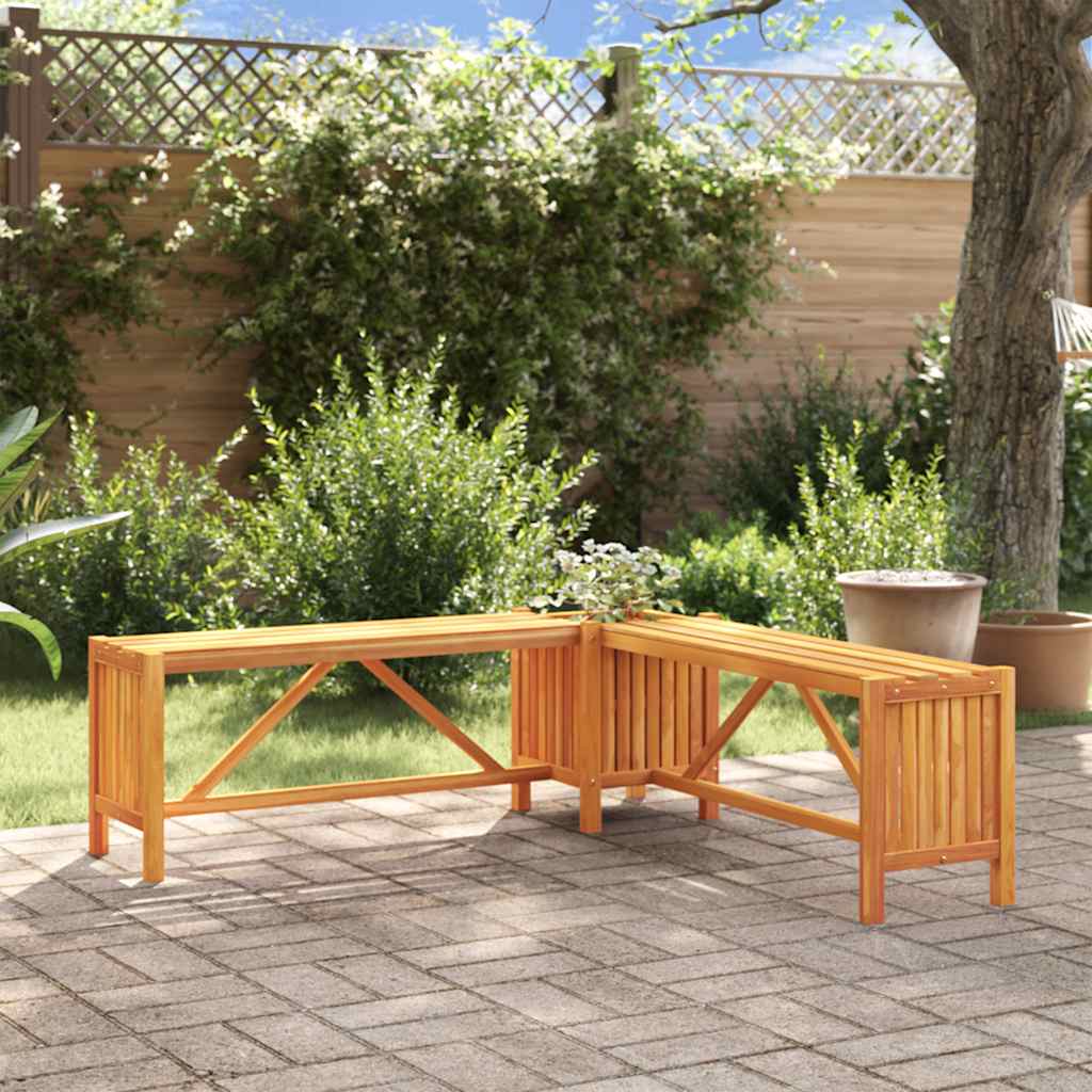 vidaXL Garden Corner Bench with Planter 117x117x40 cm Solid Acacia Wood