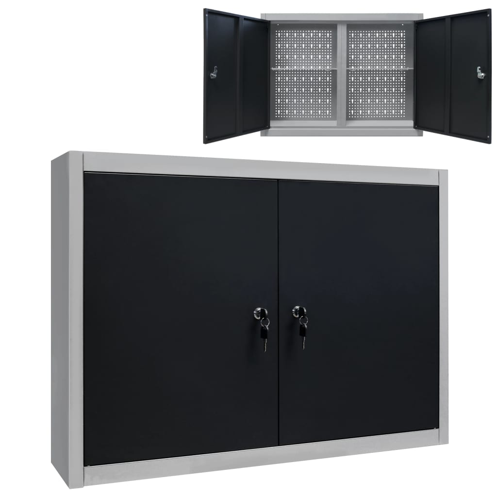 8719883723600_a_en_hd_1 vidaXL Wall Mounted Tool Cabinet Industrial Style Metal Grey and Black - Image 1