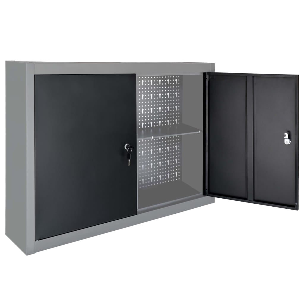 8719883723600_g_en_hd_3 vidaXL Wall Mounted Tool Cabinet Industrial Style Metal Grey and Black - Image 5