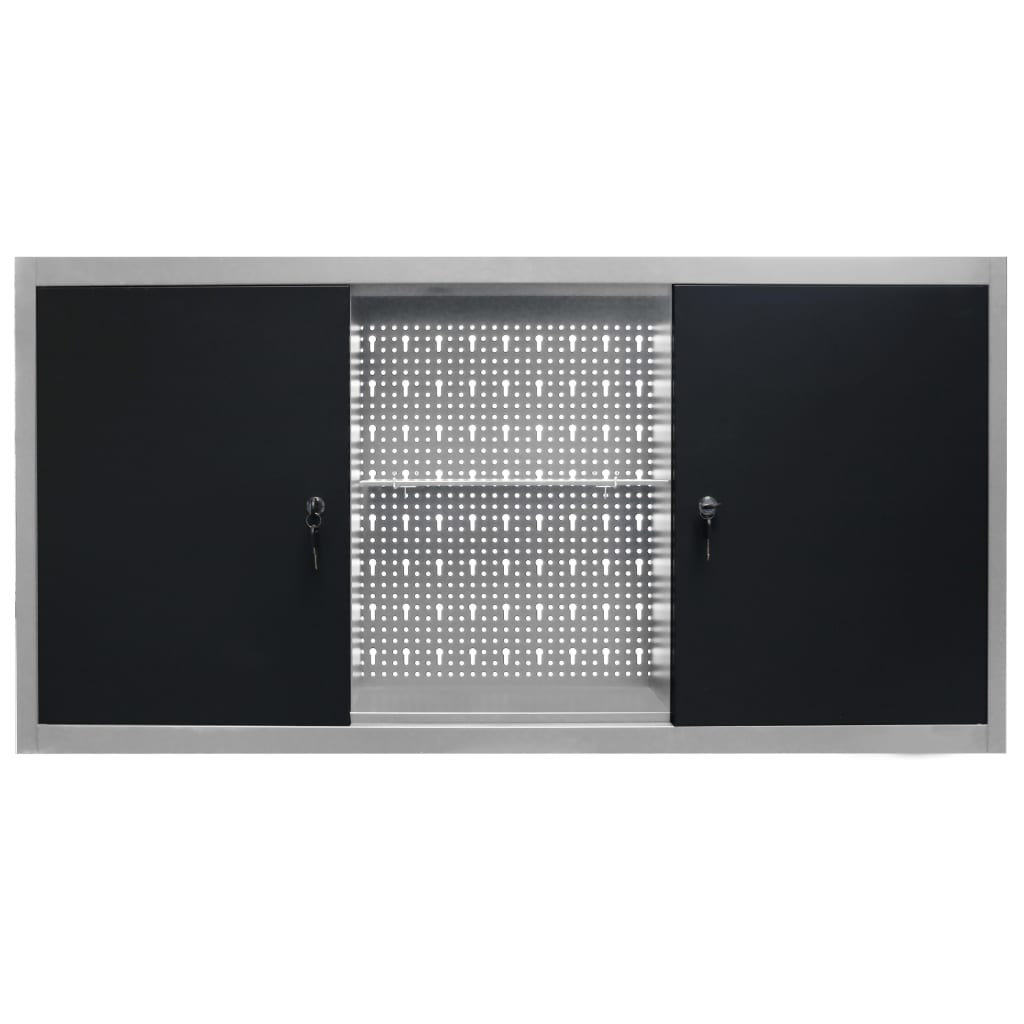 8719883723617_g_en_hd_2 vidaXL Wall Mounted Tool Cabinet Industrial Style Metal Grey and Black - Image 4