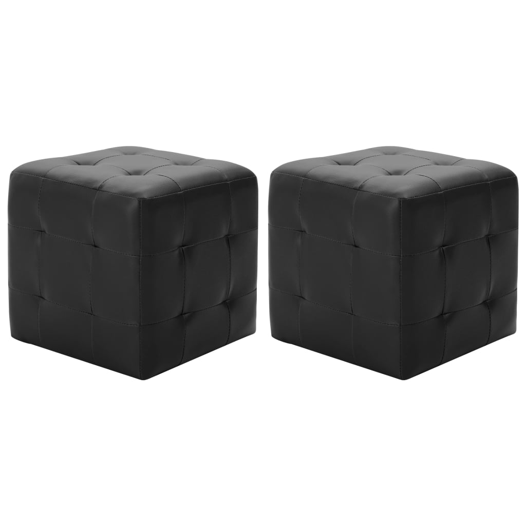 8719883724577_a_en_hd_1 vidaXL Pouffe 2 pcs Black 30x30x30 cm Faux Leather - Image 1