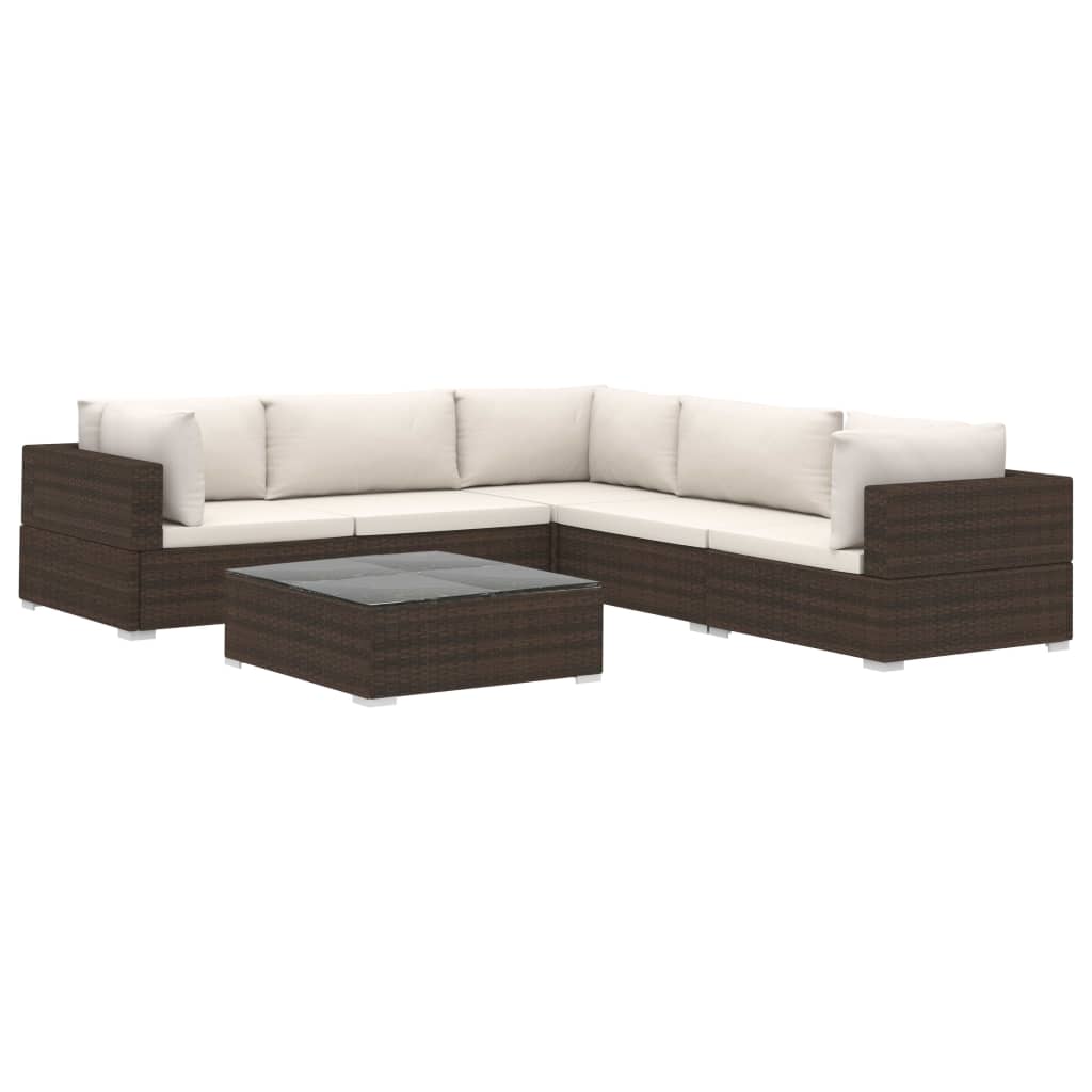 8719883724881_a_en_hd_1 vidaXL 6 Piece Garden Lounge Set with Cushions Poly Rattan Brown - Image 2