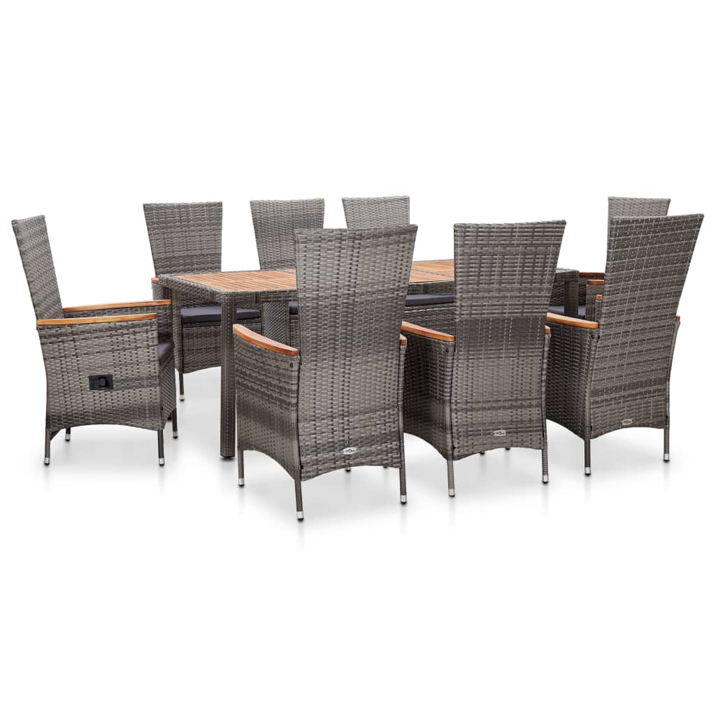 8719883726052_a_en_hd_1 vidaXL 9 Piece Outdoor Dining Set with Cushions Poly Rattan Grey - Image 1