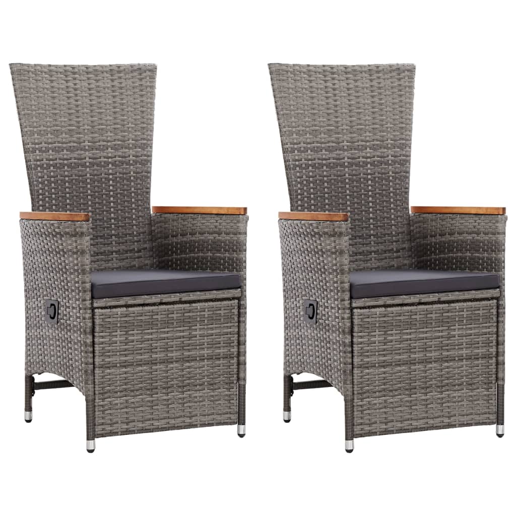 8719883726090_a_en_hd_1 vidaXL Reclining Garden Chairs 2 pcs with Cushions Poly Rattan Grey - Image 1