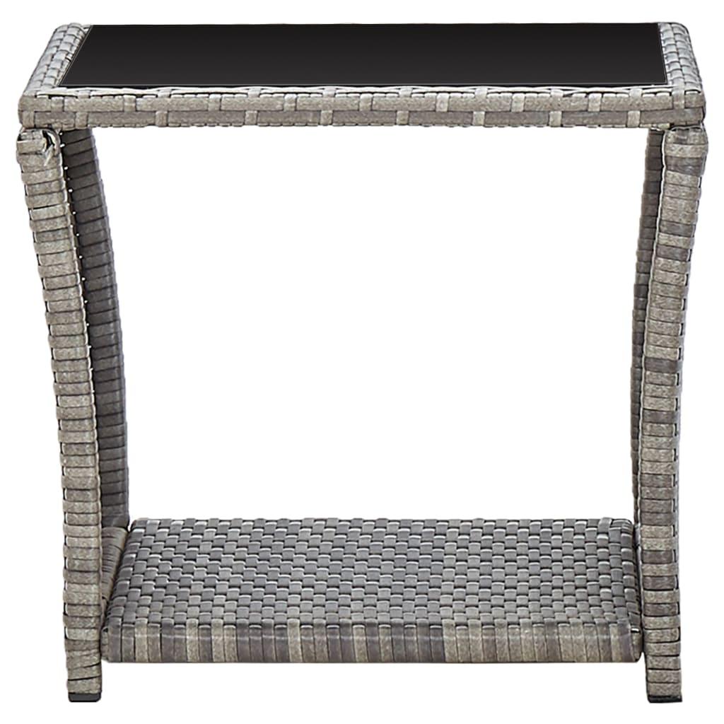 8719883726328_g_en_hd_1 vidaXL Coffee Table Grey 45x45x40 cm Poly Rattan and Glass - Image 2