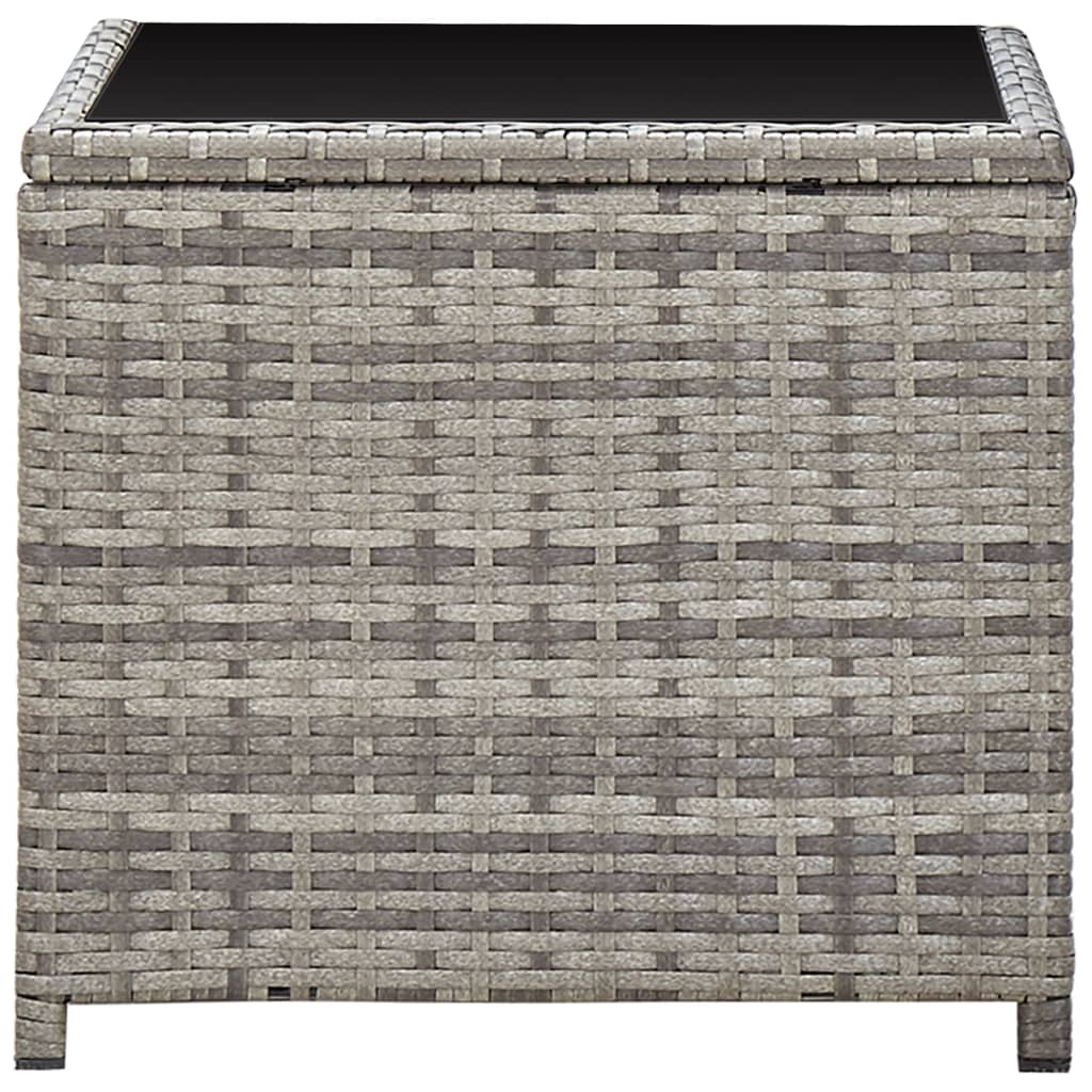 8719883726328_g_en_hd_2 vidaXL Coffee Table Grey 45x45x40 cm Poly Rattan and Glass - Image 3