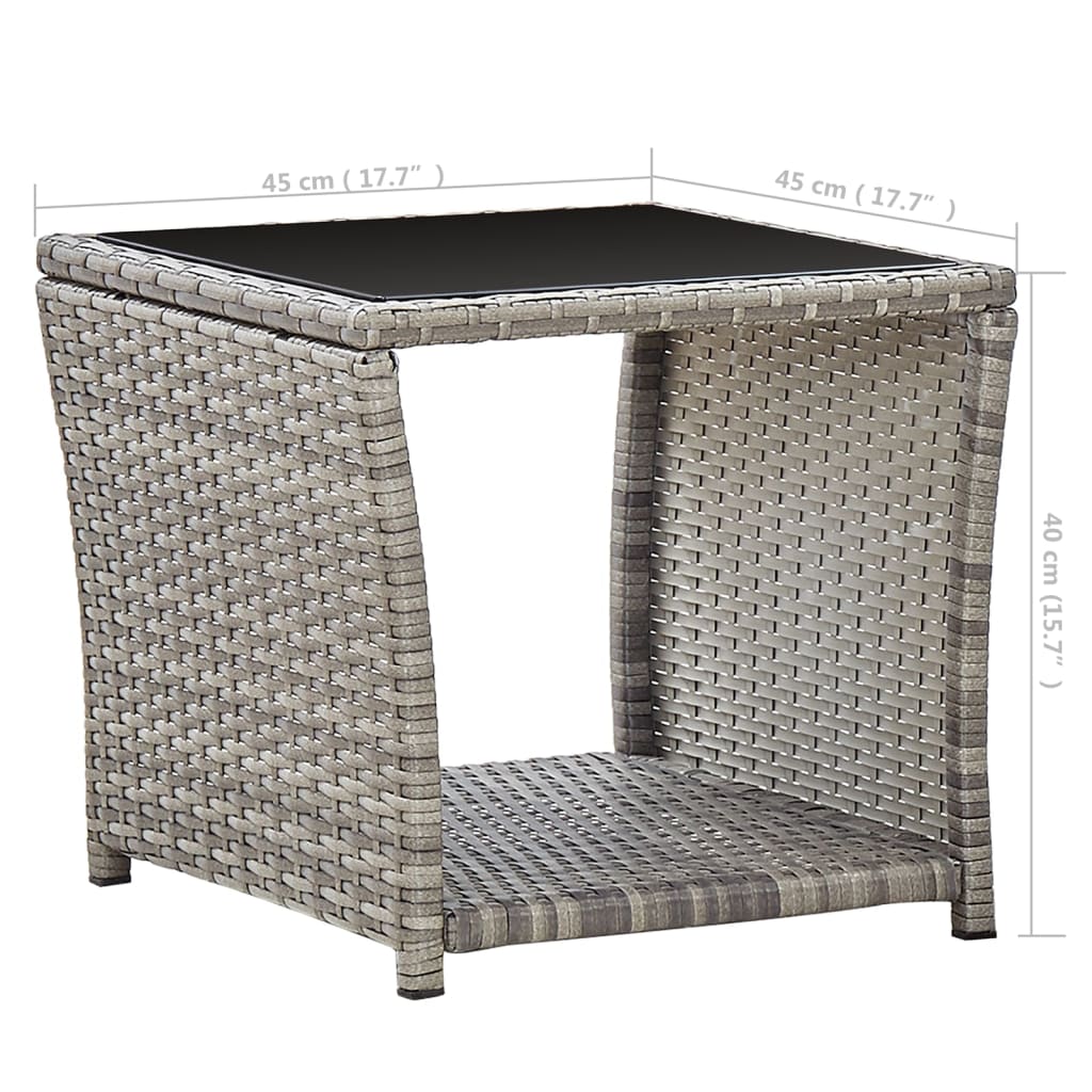 8719883726328_g_en_hd_4 vidaXL Coffee Table Grey 45x45x40 cm Poly Rattan and Glass - Image 5