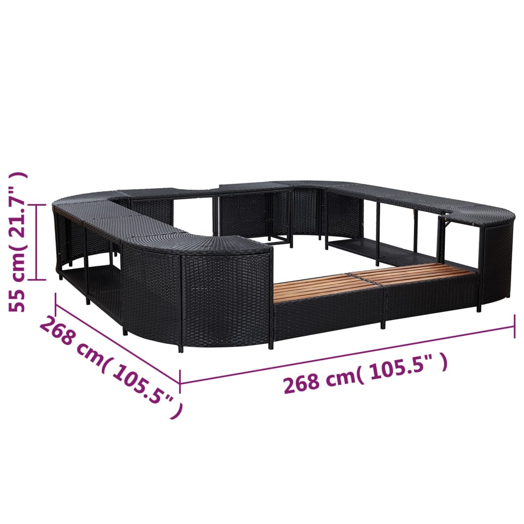 8719883726373_g_en_hd_5 vidaXL Square Spa Surround Black 268 x 268 x 55 cm Poly Rattan - Image 6