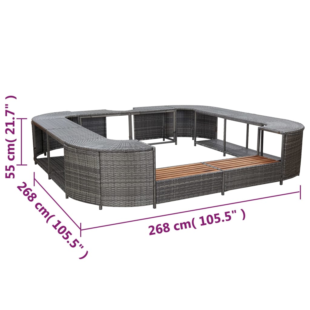 8719883726380_g_en_hd_6 vidaXL Square Spa Surround Grey 268 x 268 x 55 cm Poly Rattan - Image 7