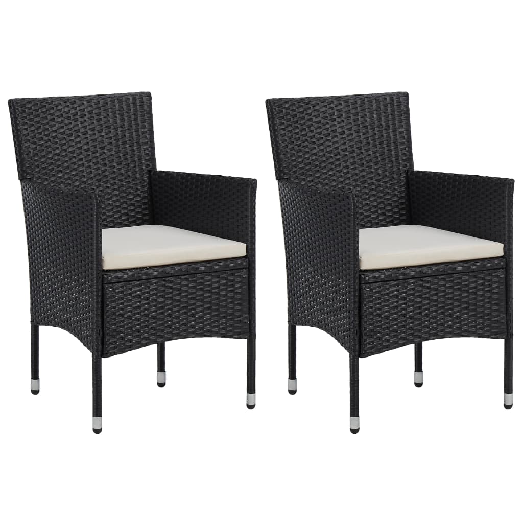 vidaXL Garden Dining Chairs 2pcs Poly Rattan Black