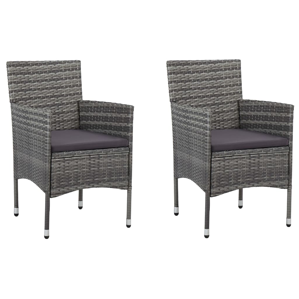 vidaXL Garden Dining Chairs 2 pcs Poly Rattan Grey