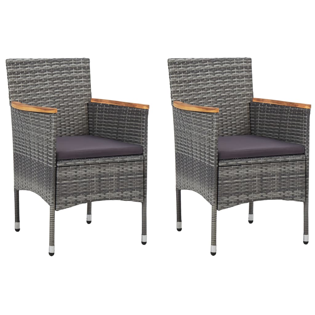 vidaXL Garden Dining Chairs 2 pcs Poly Rattan Grey