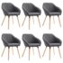 vidaXL Dining Chairs 6 pcs Dark Grey Fabric - Image 2