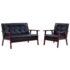 vidaXL Sofa Set 2 Piece Black Faux Leather - Image 2