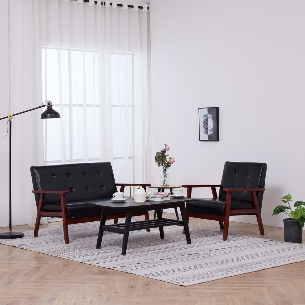 8719883728513_m_en_hd_1 vidaXL Sofa Set 2 Piece Black Faux Leather - Image 1