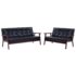 vidaXL Sofa Set 2 Piece Black Faux Leather - Image 2