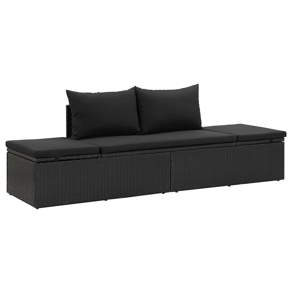 8719883729237_a_en_hd_1 vidaXL Sun Bed with Cushions Poly Rattan Black - Image 2