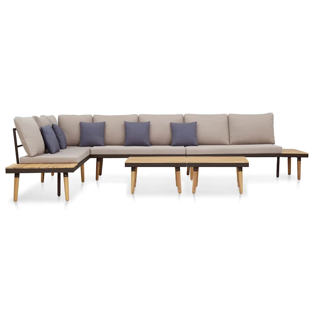 vidaXL 7-Seater Garden Lounge Set with Cushions Solid Acacia Wood Brown
