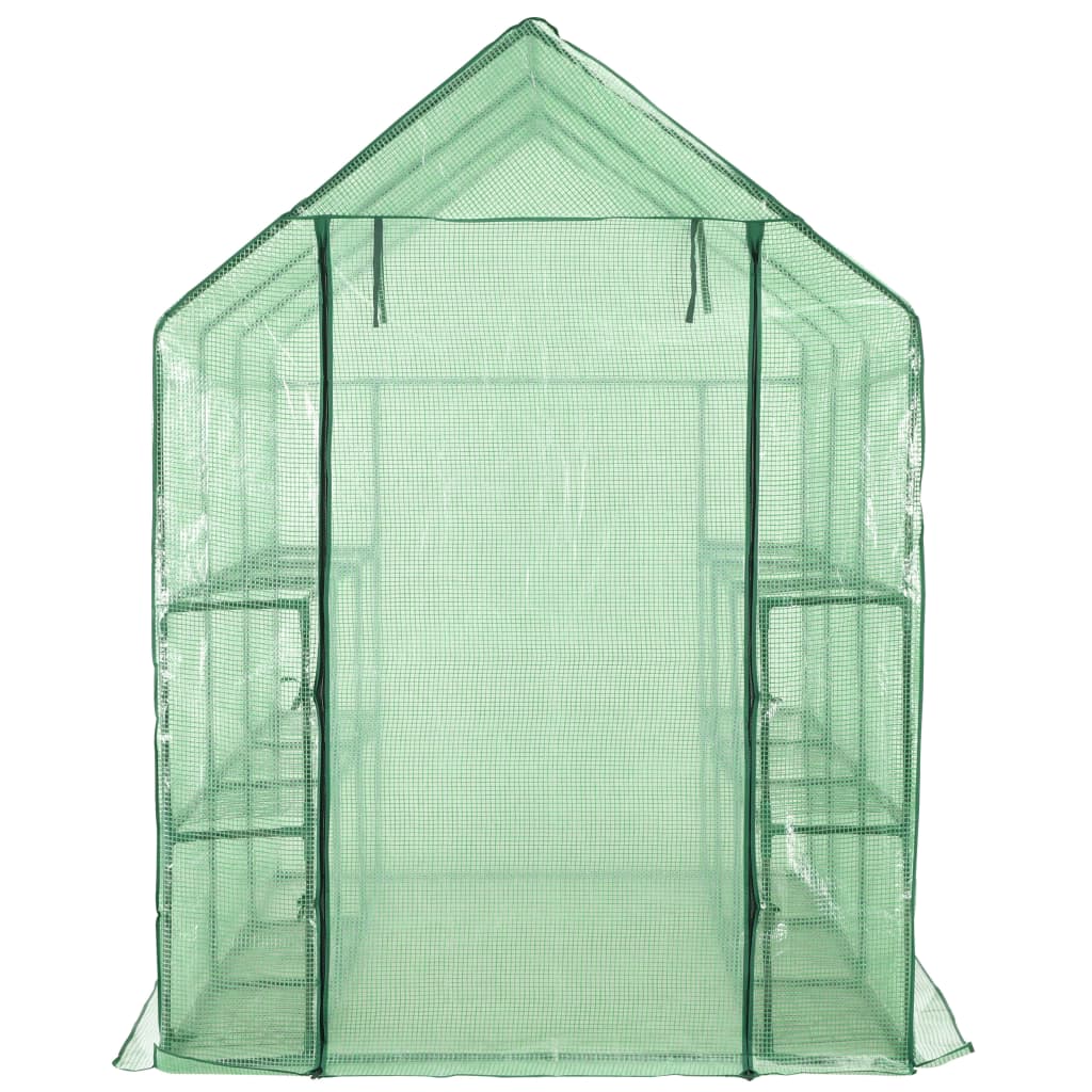 8719883733180_g_en_hd_1 vidaXL Walk-in Greenhouse with 12 Shelves Steel 143x214x196 cm - Image 2