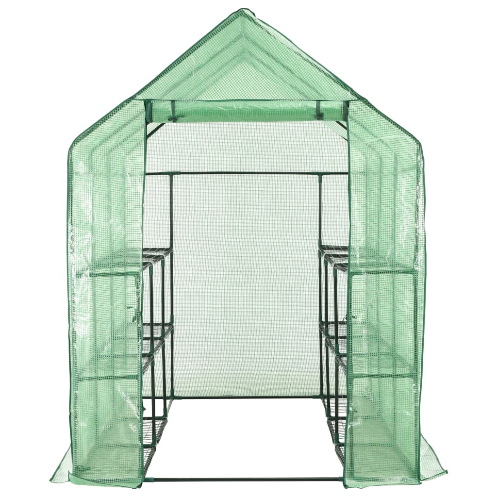 8719883733180_g_en_hd_2 vidaXL Walk-in Greenhouse with 12 Shelves Steel 143x214x196 cm - Image 3