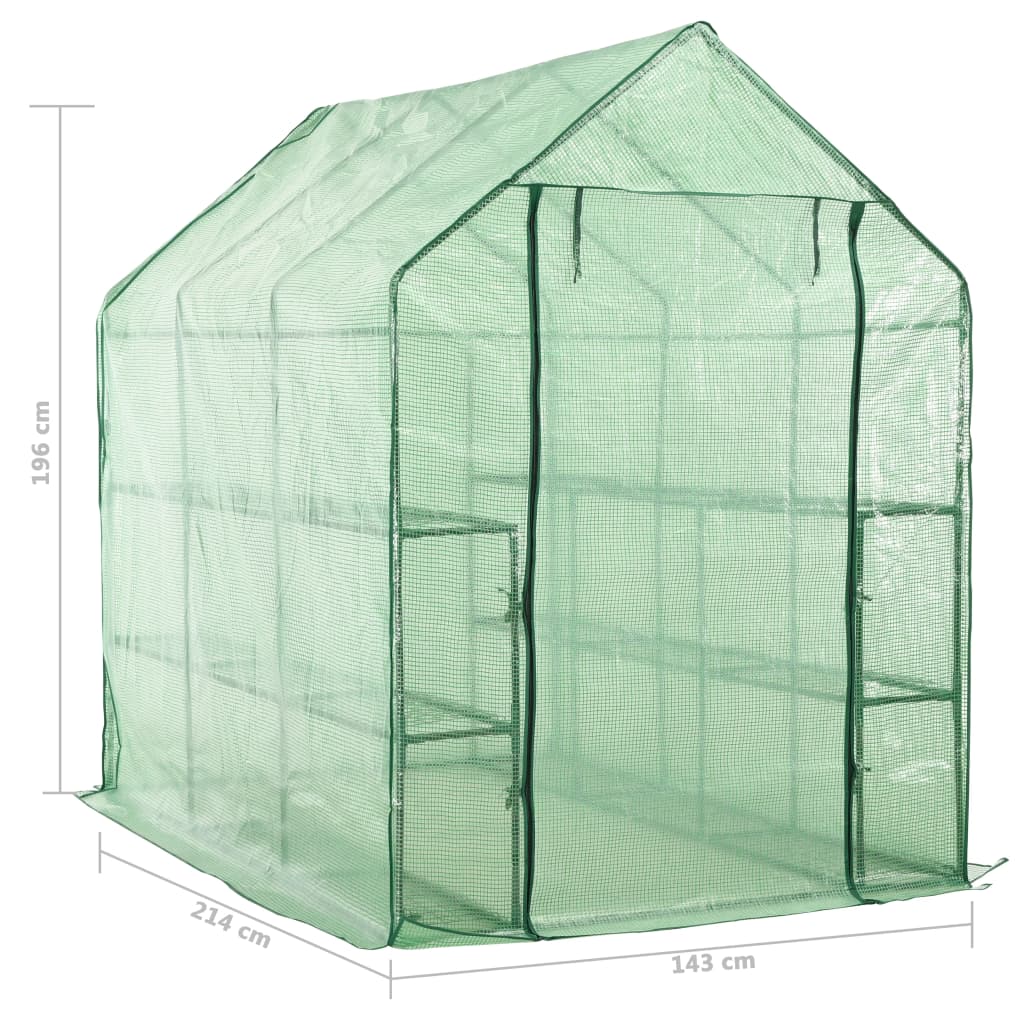 8719883733180_g_en_hd_6 vidaXL Walk-in Greenhouse with 12 Shelves Steel 143x214x196 cm - Image 7