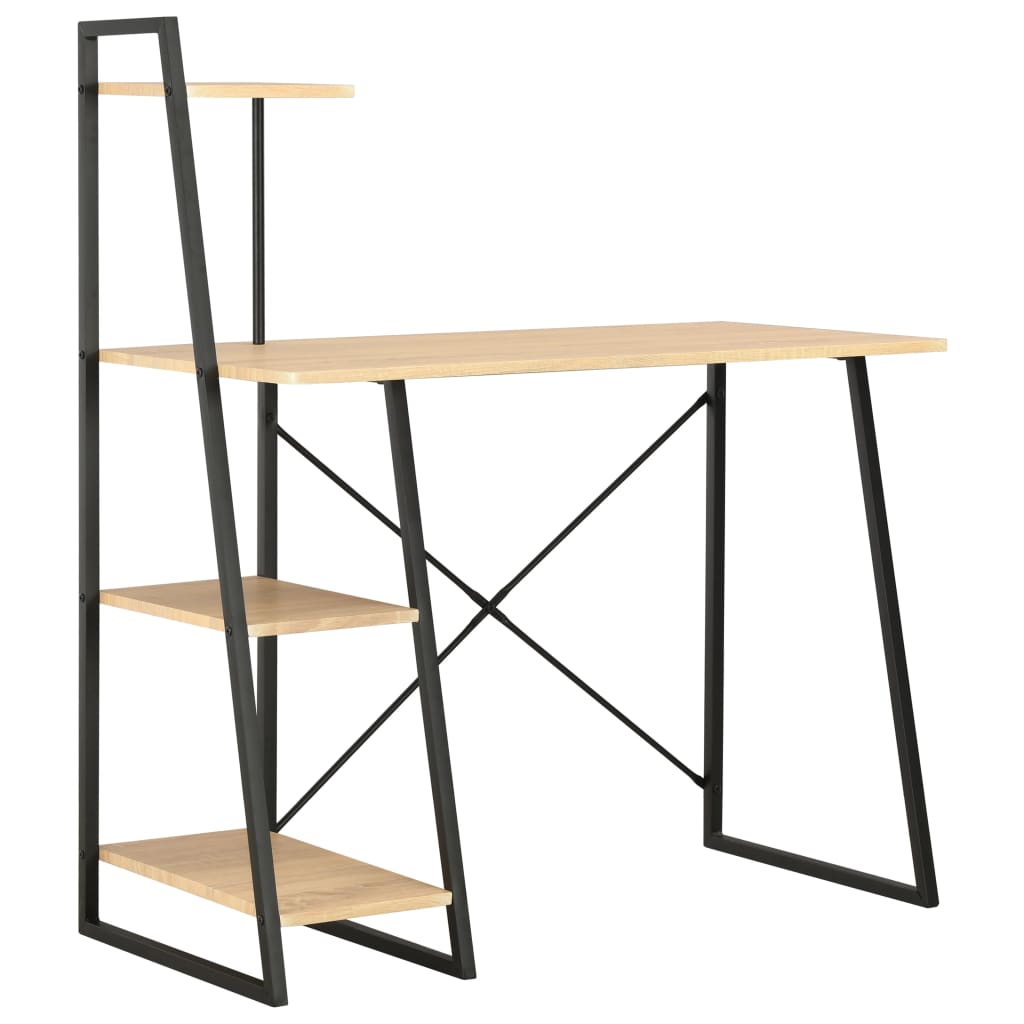 8719883734347_a_en_hd_1 vidaXL Desk with Shelving Unit Black and Oak 102x50x117 cm - Image 1