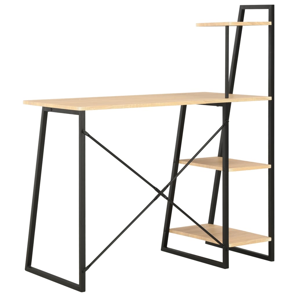8719883734347_g_en_hd_3 vidaXL Desk with Shelving Unit Black and Oak 102x50x117 cm - Image 5