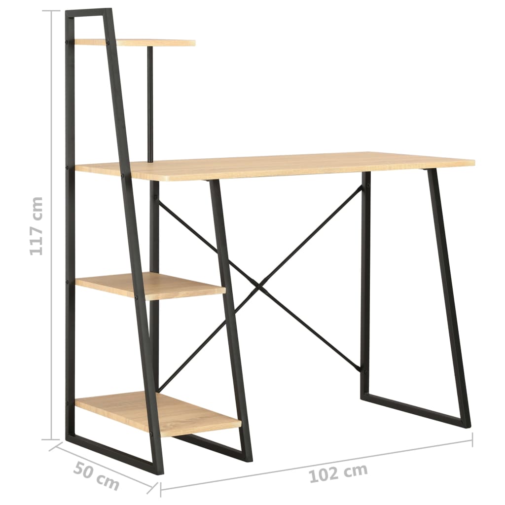 8719883734347_g_en_hd_6 vidaXL Desk with Shelving Unit Black and Oak 102x50x117 cm - Image 8