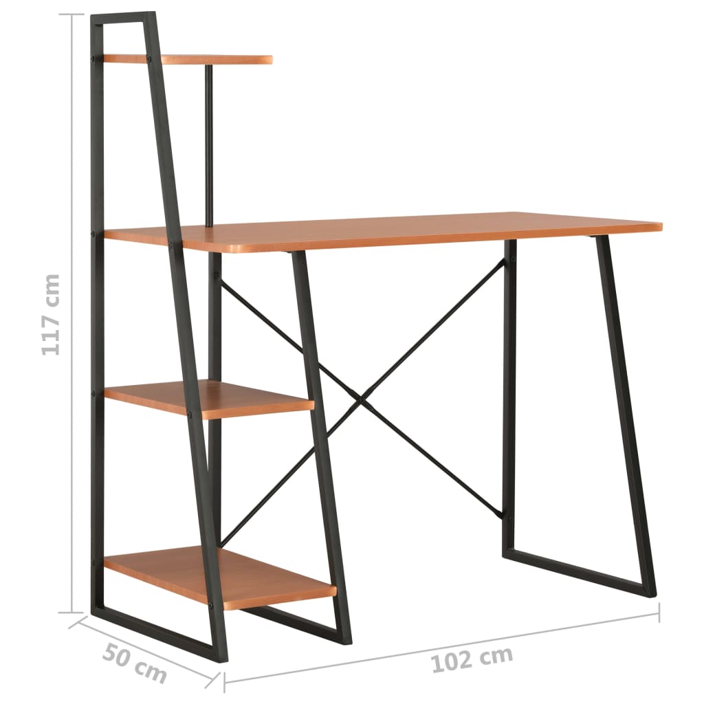 8719883734354_g_en_hd_6 vidaXL Desk with Shelving Unit Black and Brown 102x50x117 cm - Image 8