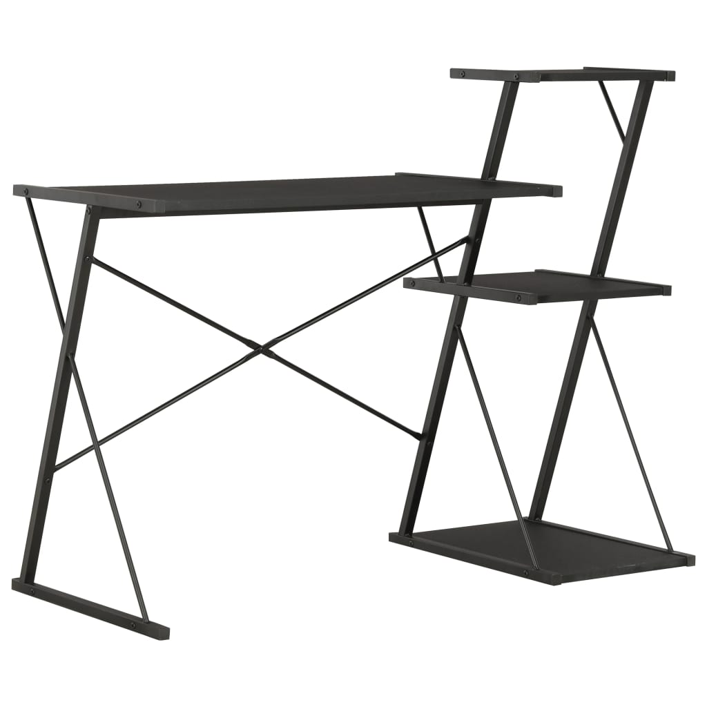 8719883734385_a_en_hd_1 vidaXL Desk with Shelf Black 116x50x93 cm - Image 1