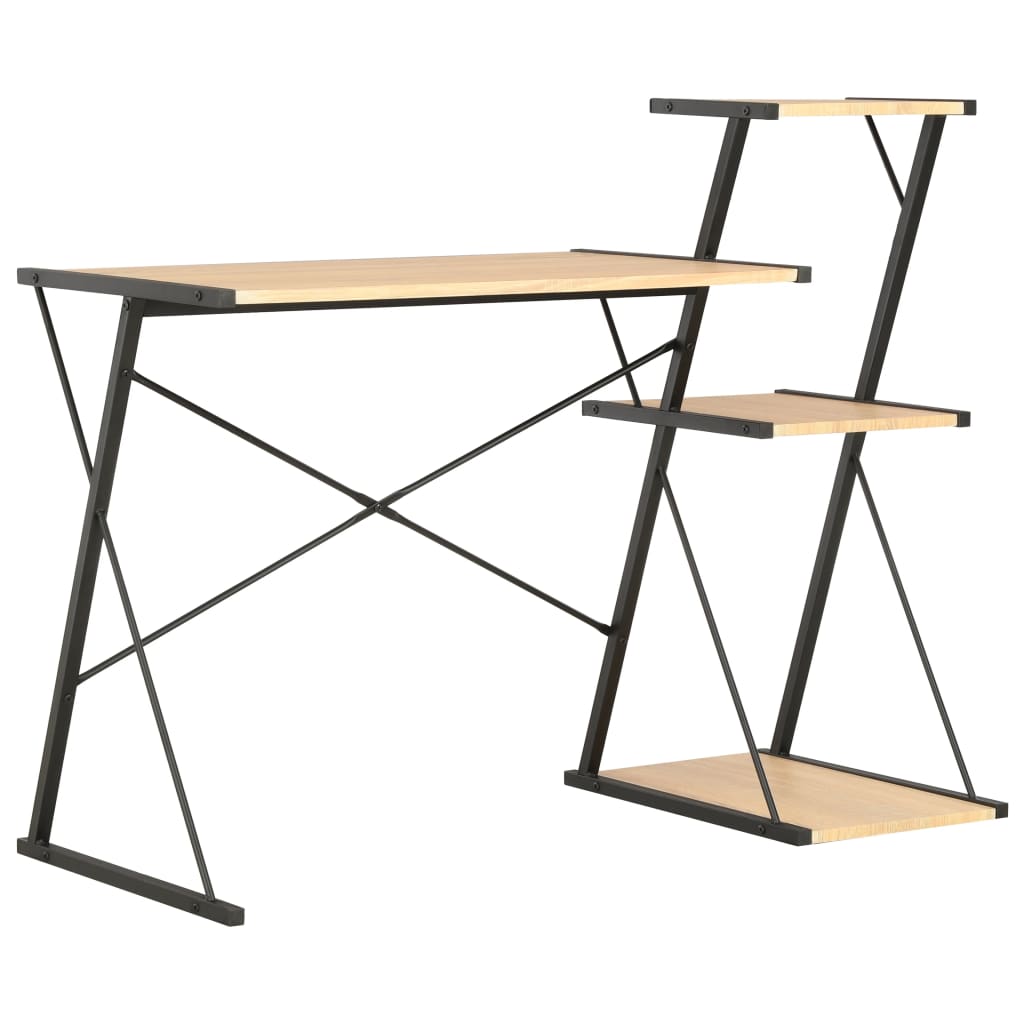 8719883734392_a_en_hd_1 vidaXL Desk with Shelf Black and Oak 116x50x93 cm - Image 1