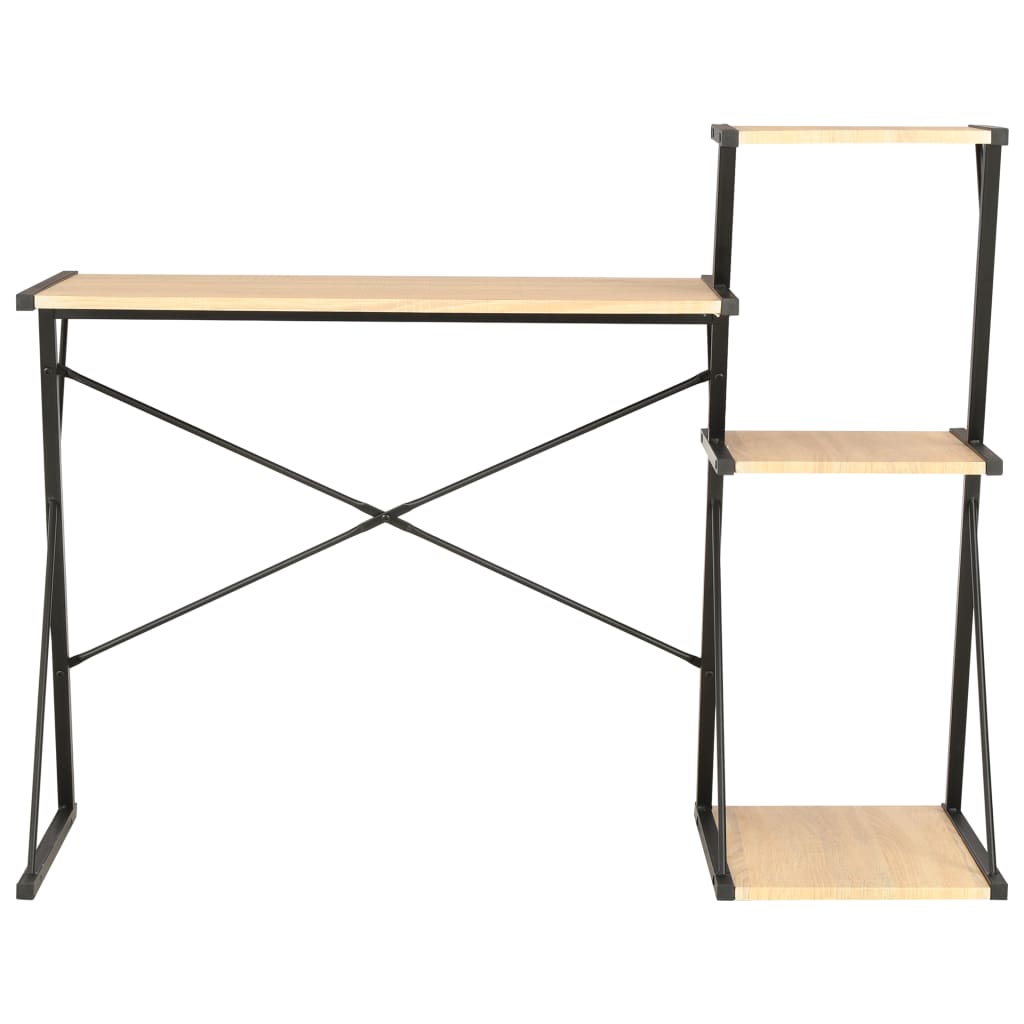 8719883734392_g_en_hd_1 vidaXL Desk with Shelf Black and Oak 116x50x93 cm - Image 2