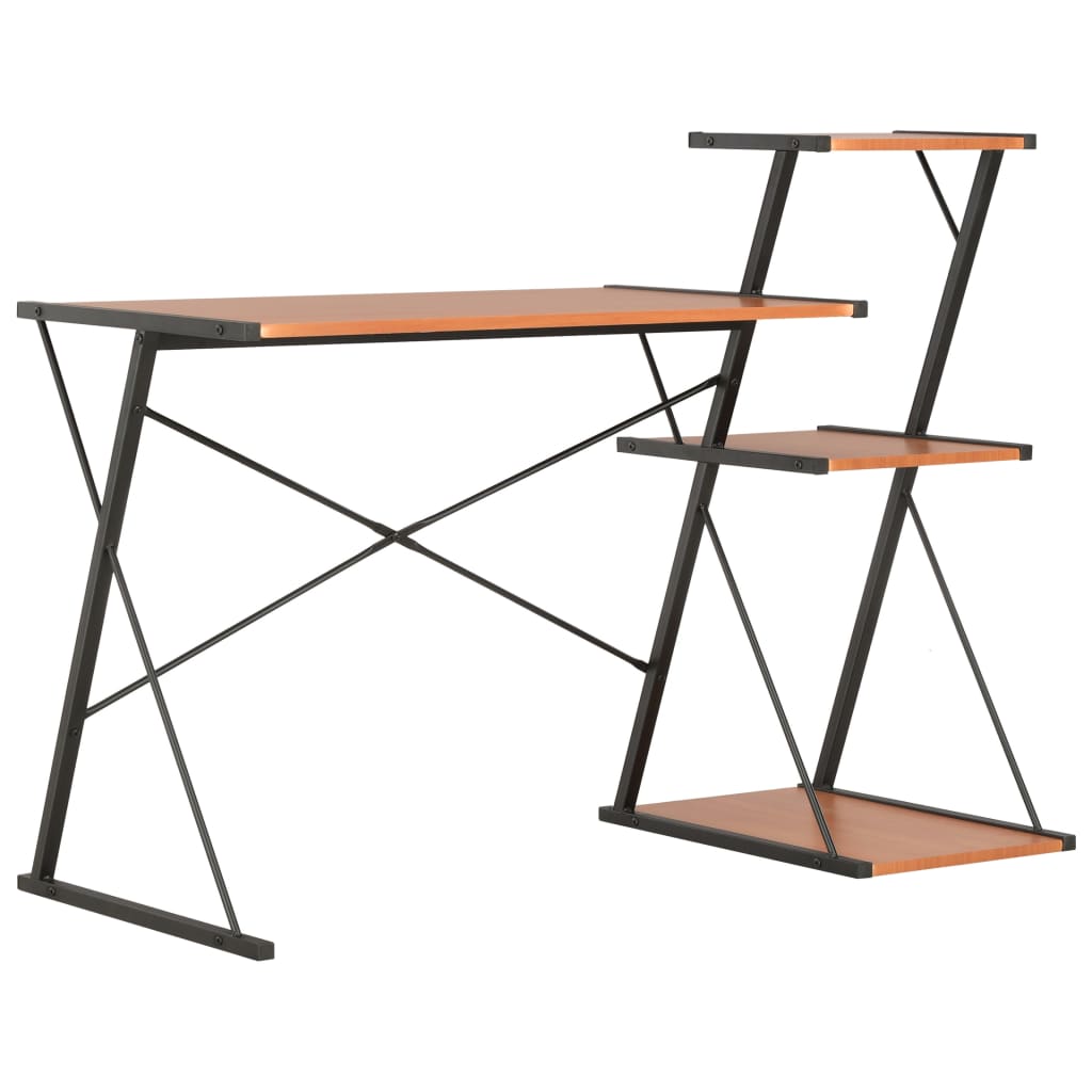 8719883734408_a_en_hd_1 vidaXL Desk with Shelf Black and Brown 116x50x93 cm - Image 1