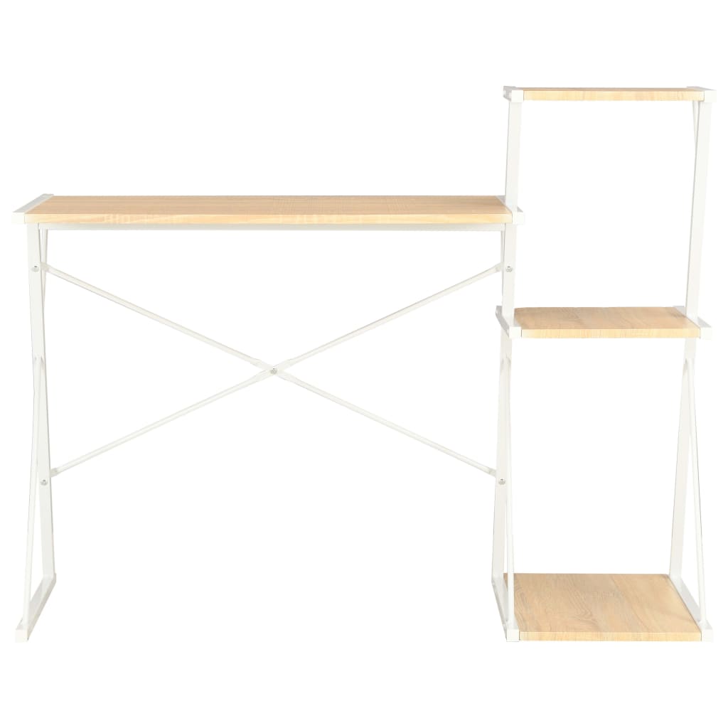 8719883734415_g_en_hd_1 vidaXL Desk with Shelf White and Oak 116x50x93 cm - Image 2