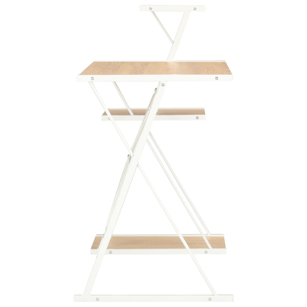 8719883734415_g_en_hd_2 vidaXL Desk with Shelf White and Oak 116x50x93 cm - Image 4