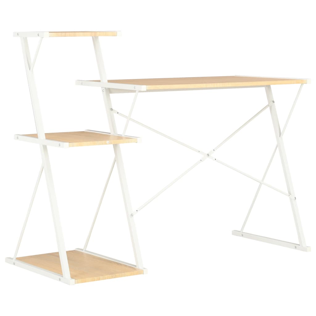 8719883734415_g_en_hd_3 vidaXL Desk with Shelf White and Oak 116x50x93 cm - Image 5