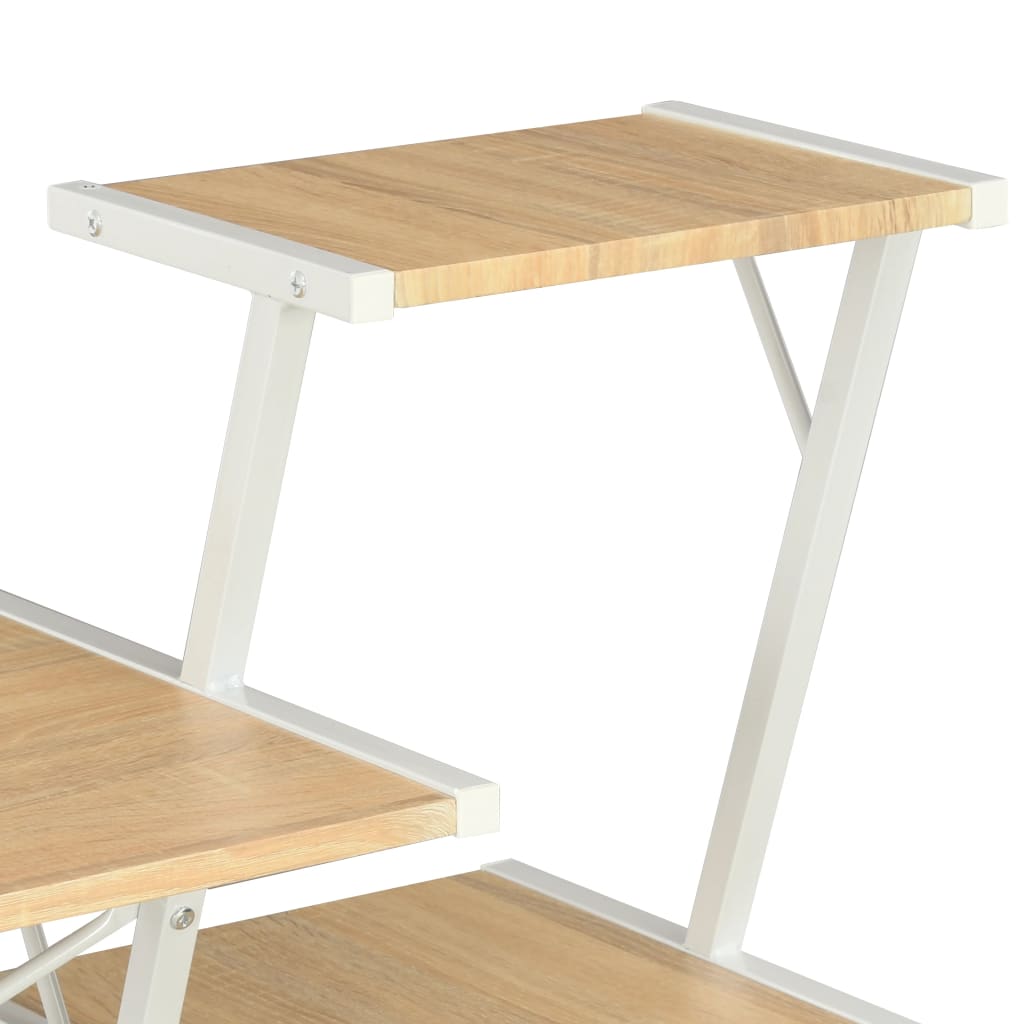 8719883734415_g_en_hd_4 vidaXL Desk with Shelf White and Oak 116x50x93 cm - Image 6