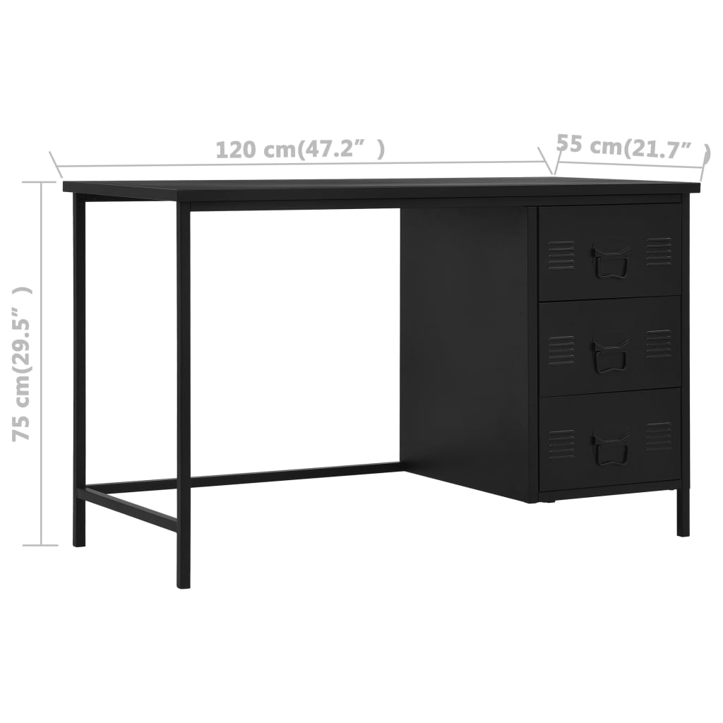 8719883735917_g_en_hd_7 vidaXL Desk with Drawers Industrial Black 120x55x75 cm Steel - Image 9