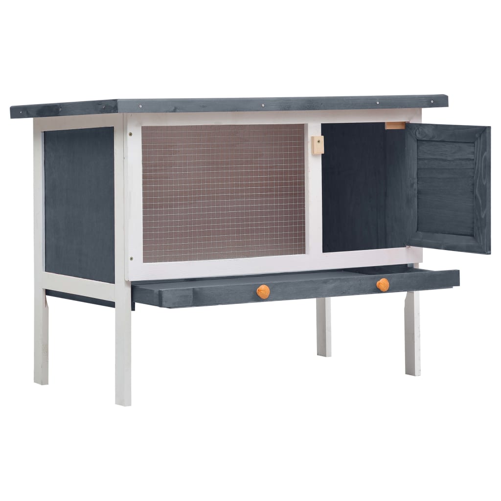 8719883737515_g_en_hd_1 vidaXL Outdoor Rabbit Hutch 1 Layer Grey Wood - Image 2