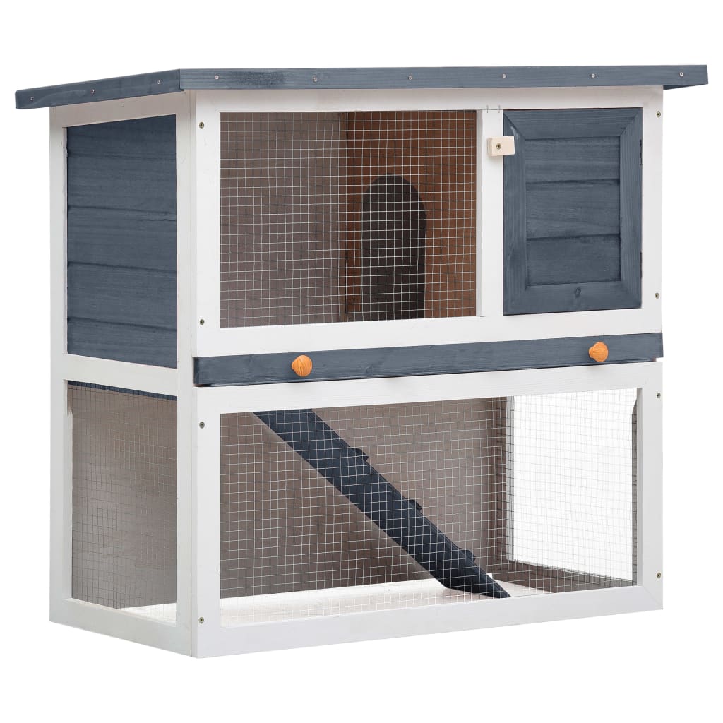 8719883737546_a_en_hd_1 vidaXL Outdoor Rabbit Hutch 1 Door Grey Wood - Image 1