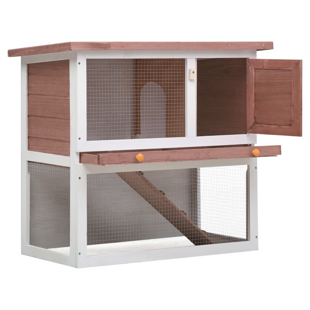 8719883737553_g_en_hd_1 vidaXL Outdoor Rabbit Hutch 1 Door Brown Wood - Image 2