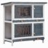 vidaXL Outdoor Rabbit Hutch 4 Doors Grey Wood - Image 2
