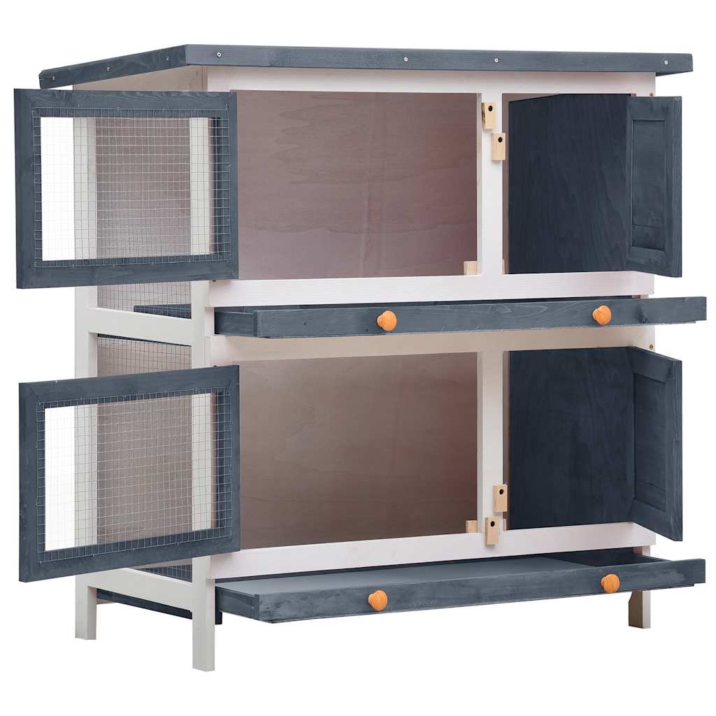8719883737577_g_en_hd_1 vidaXL Outdoor Rabbit Hutch 4 Doors Grey Wood - Image 3