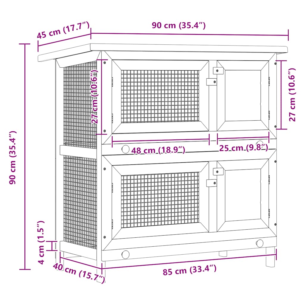 8719883737577_g_en_hd_6 vidaXL Outdoor Rabbit Hutch 4 Doors Grey Wood - Image 8
