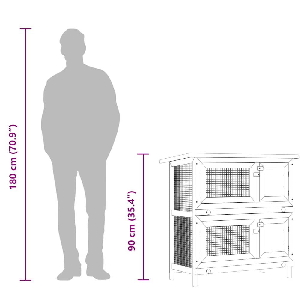 8719883737577_g_en_hd_7 vidaXL Outdoor Rabbit Hutch 4 Doors Grey Wood - Image 9