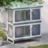 vidaXL Outdoor Rabbit Hutch 4 Doors Grey Wood