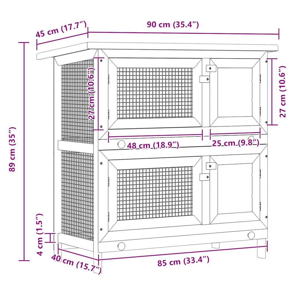 8719883737584_g_en_hd_6 vidaXL Outdoor Rabbit Hutch 4 Doors Brown Wood - Image 8