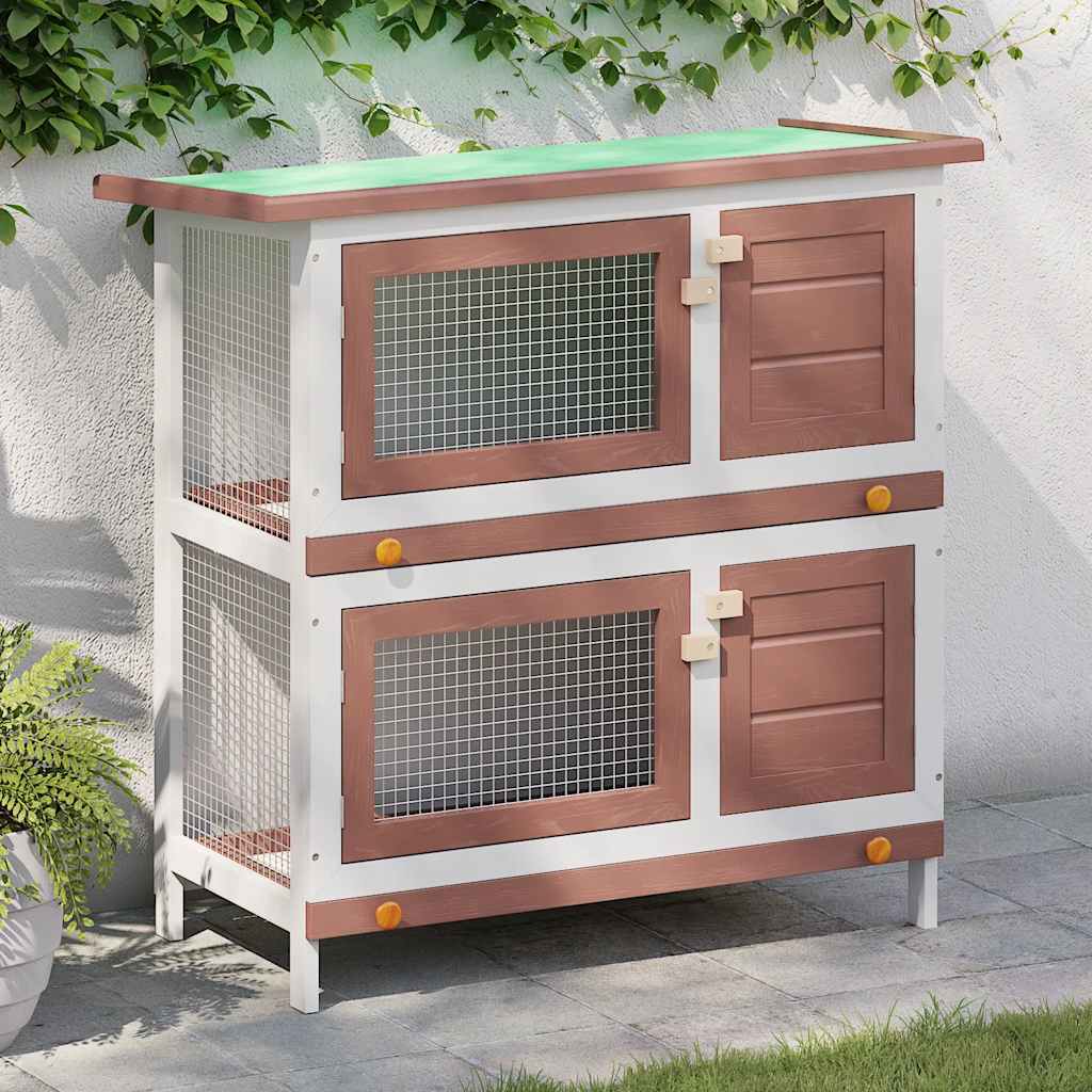 8719883737591_m_en_hd_1 vidaXL Outdoor Rabbit Hutch 4 Doors Red Wood - Image 1